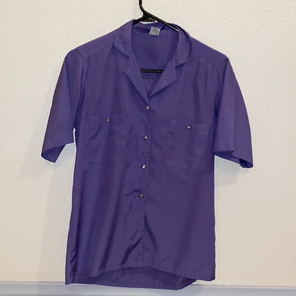 Silky purple indie button down collared top - Picture 3 of 7